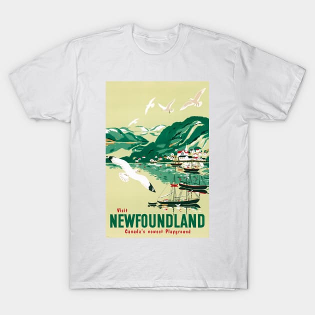 Vintage Travel Poster Canada Visit Newfoundland T-Shirt by vintagetreasure